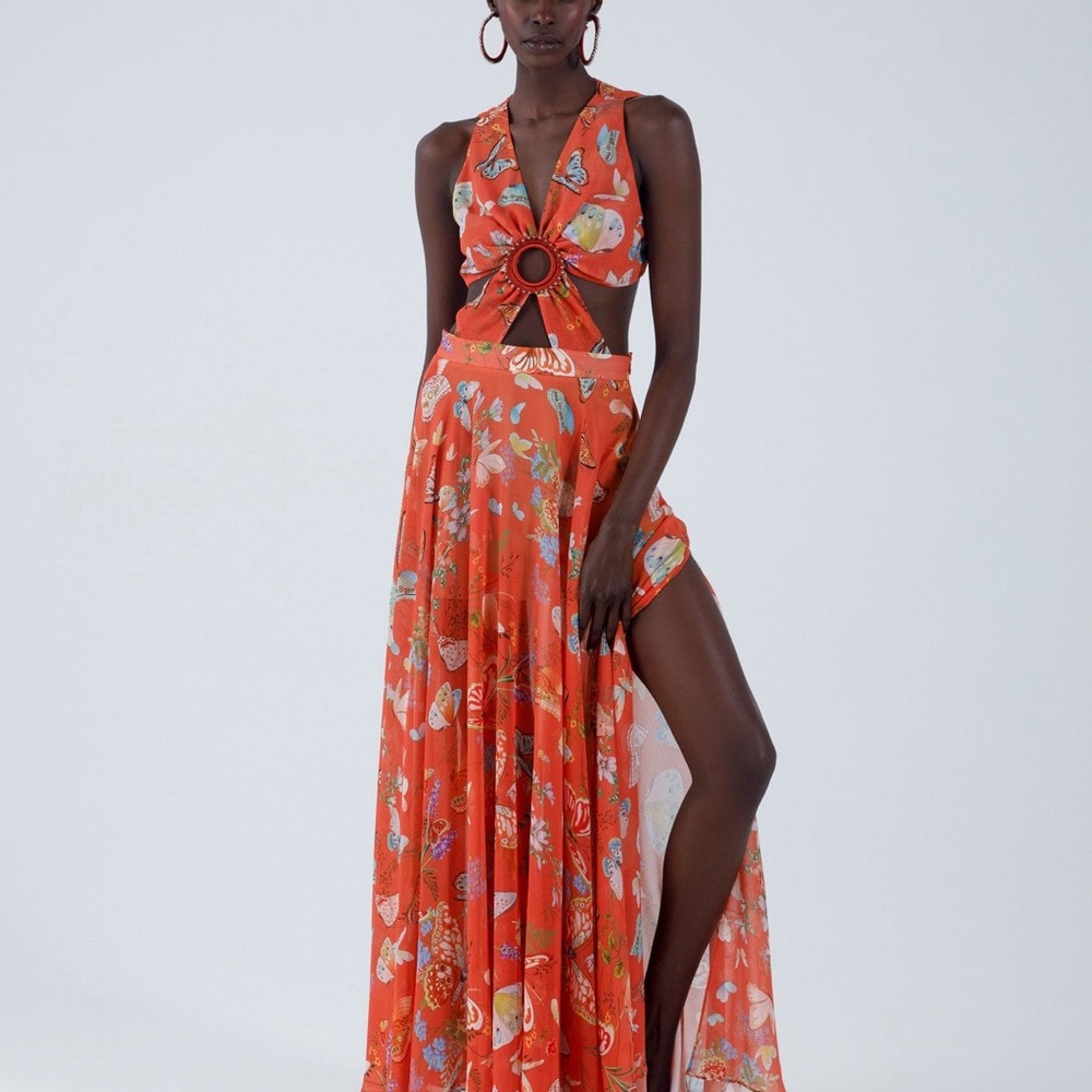My Beachy Side Begonia Butterflies Maxi Dress with Cutout and Embroidery - Picture 2 of 8
